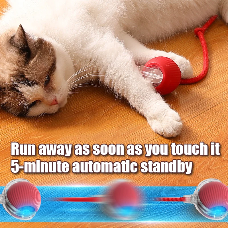 Bola Rolante Automática para Gatos com Cauda Falsa Recarregável USB - Imagem 3