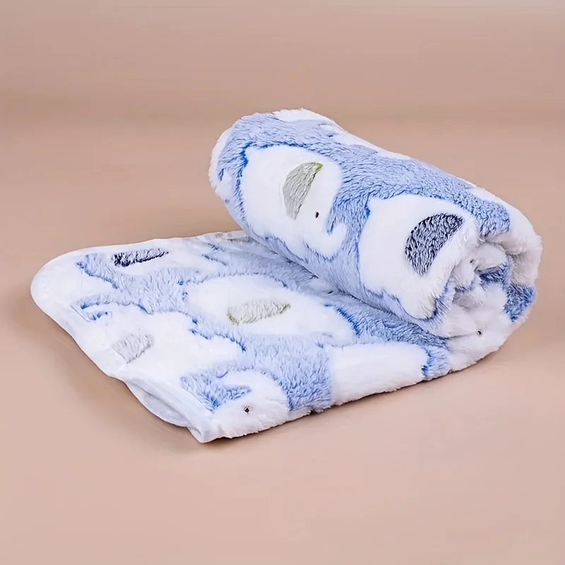 Cobertor de Flanela para Cães e Gatos Azul Estampa Elefante - Imagem 5