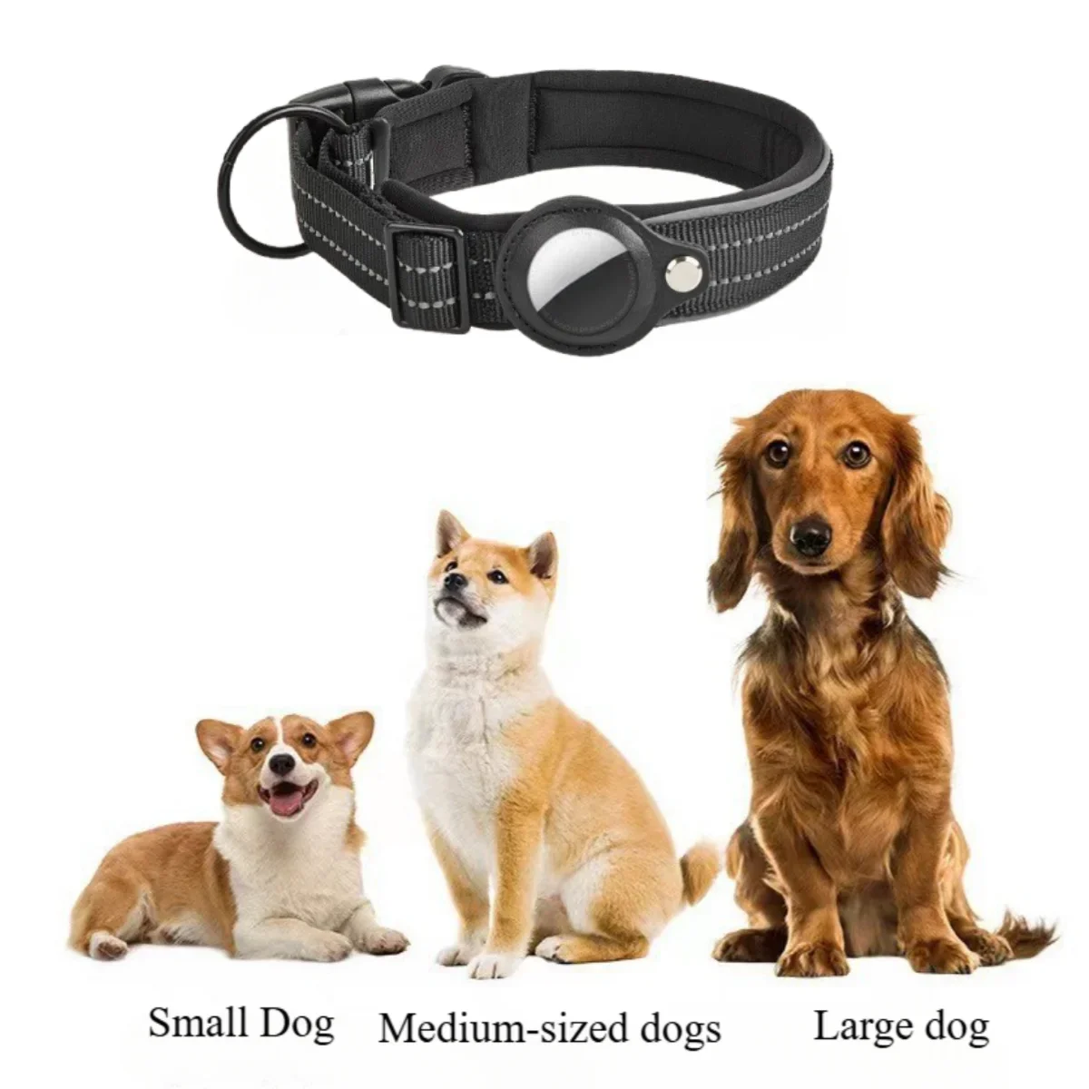 Coleira para Cães com Suporte AirTag e Faixa Refletiva Ajustável - Imagem 5