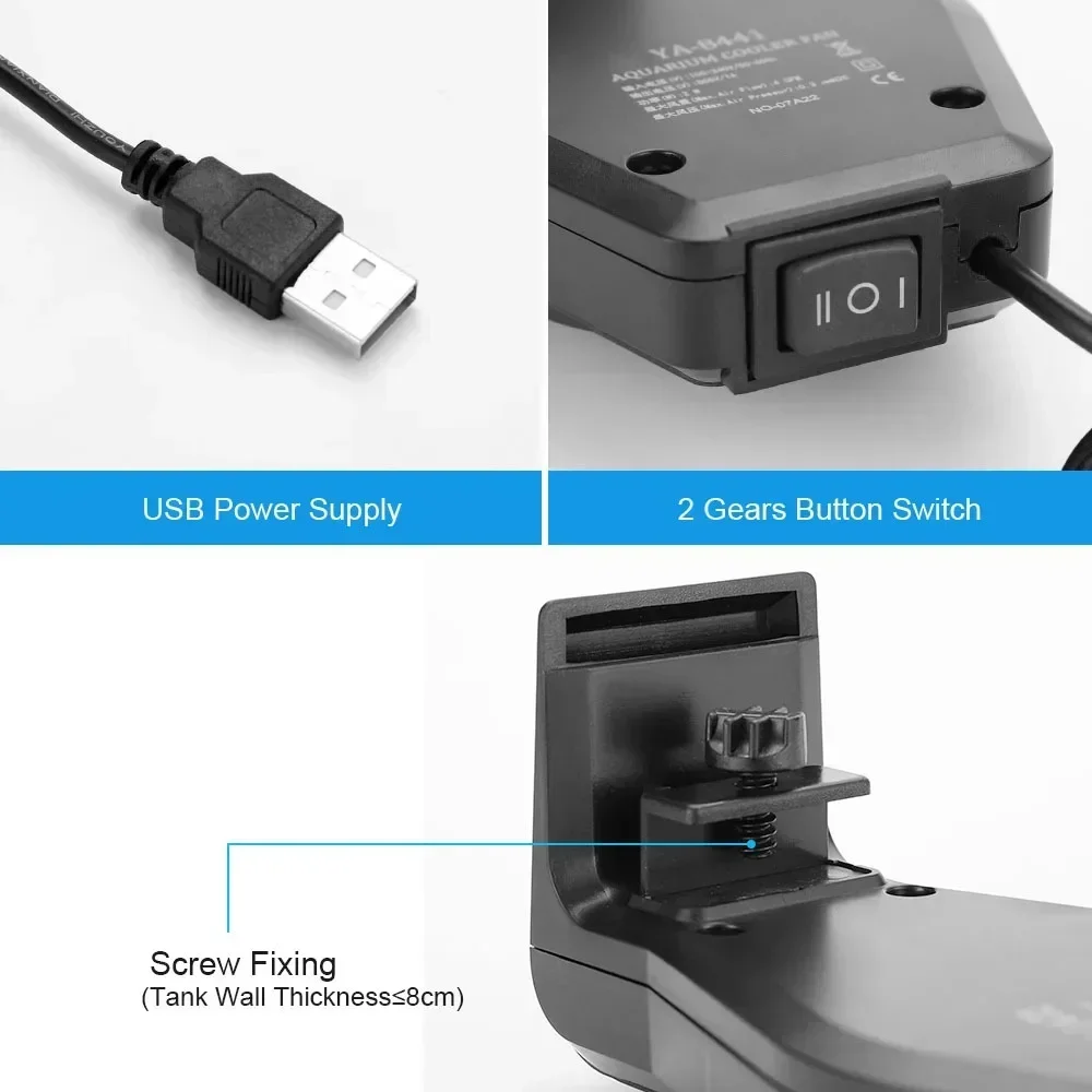 Ventilador USB para Aquário com Controle de Velocidade e Fixação Ajustável - Imagem 3