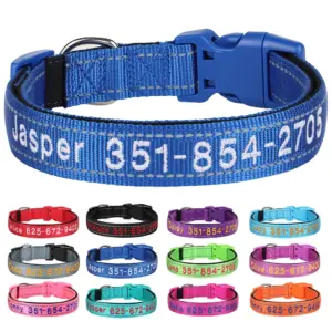 coleira de nylon bordada para cães e gatos