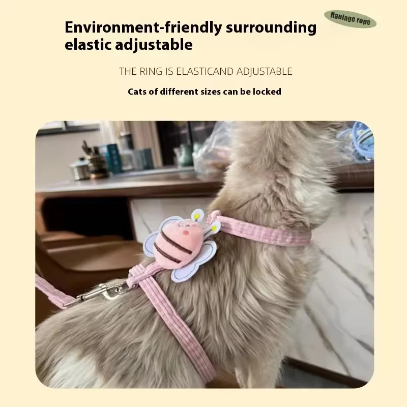 Coleira e Guia para Gatos Design Abelha Ajustável Anti-Fuga - Imagem 4