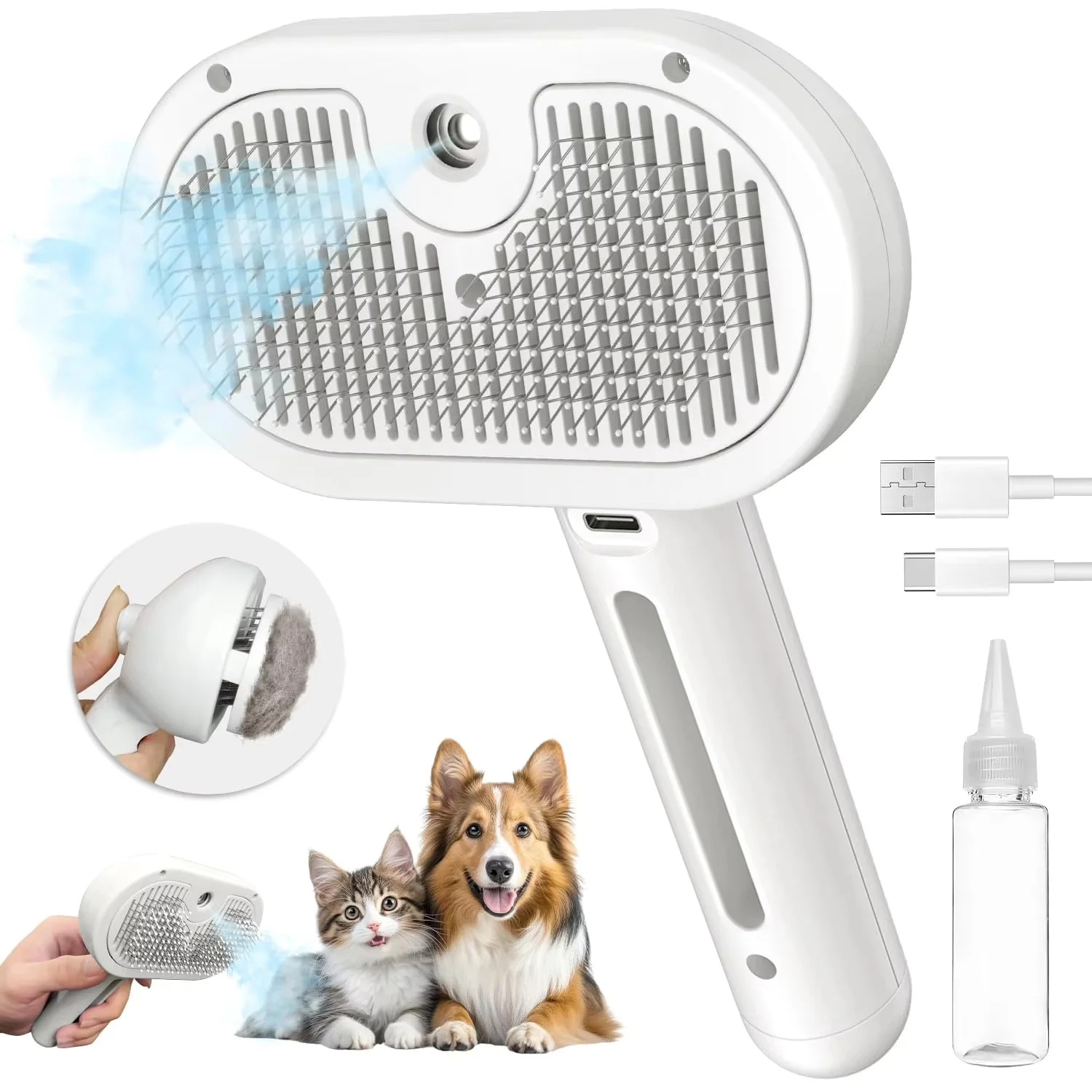 escova pulverizadora para cães e gatos