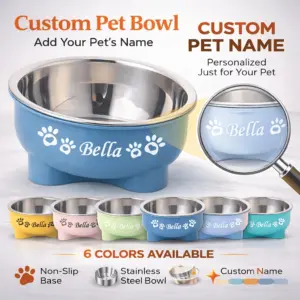 tigela para pets aço inoxidável personalizável