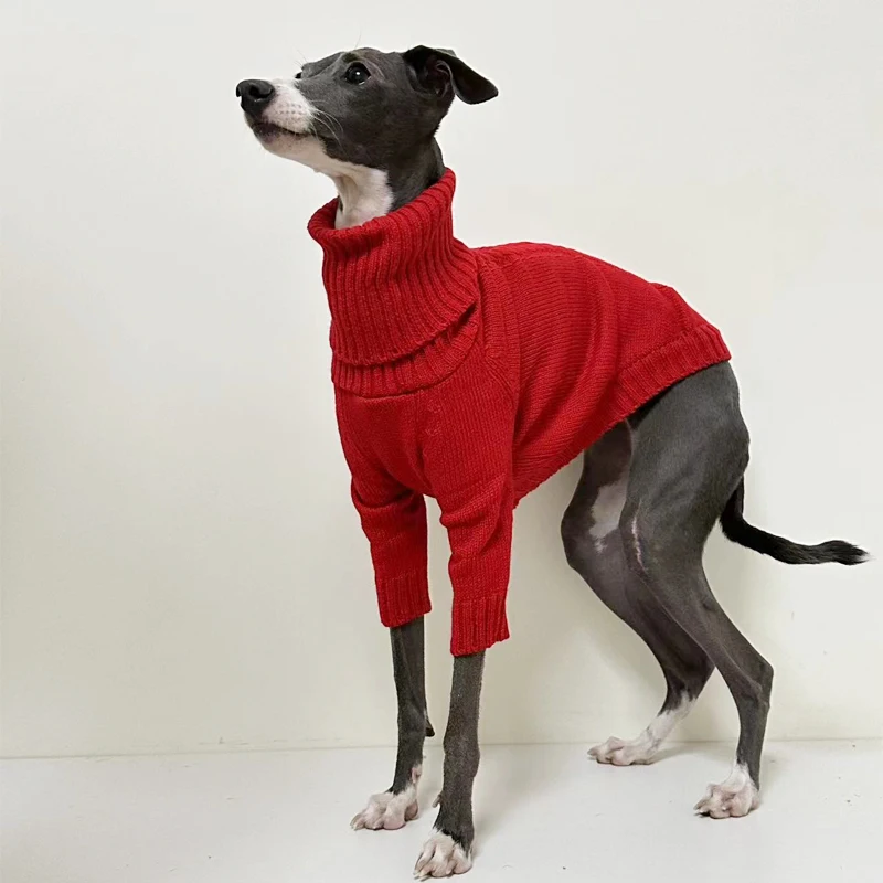 Suéter para Galgo Italiano Gola Alta Vermelho de Malha - Imagem 4