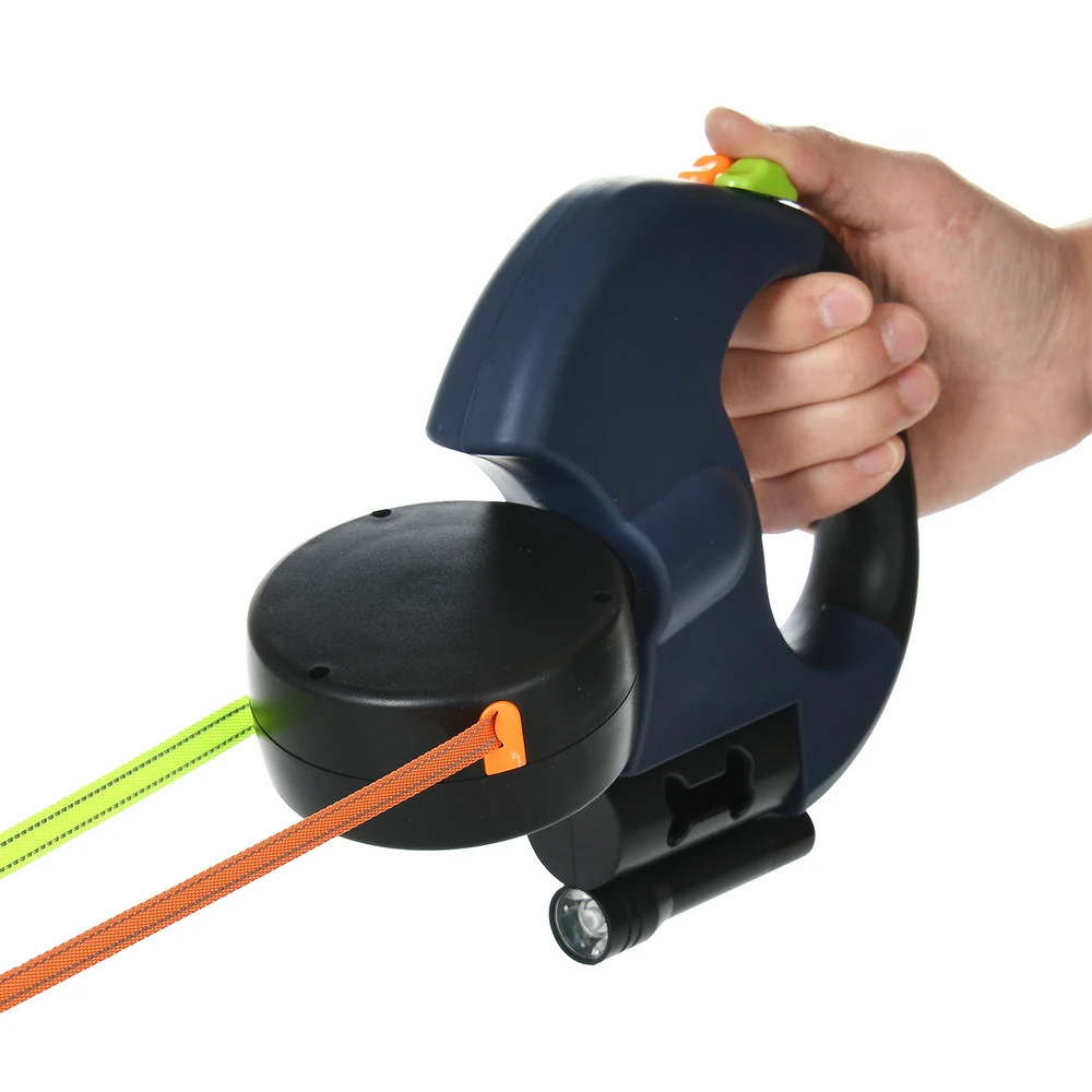 Trela Retrátil Dupla para Cães Pequenos com Lanterna LED - Image 3
