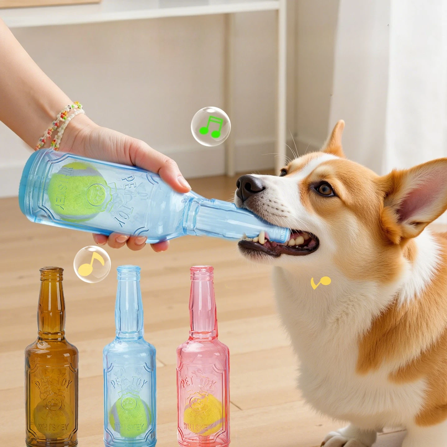 Brinquedo para Cães Garrafa TPR com Bola de Tênis 20 cm - Imagem 2