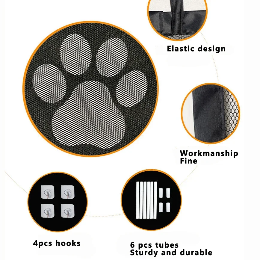 Portão para Cães e Gatos de Nylon com 4 Ganchos Adesivos - Imagem 3