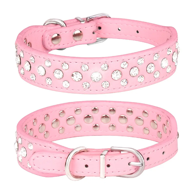 Coleira para Cães e Gatos Pequenos de PU com Strass Ajustável - Imagem 5