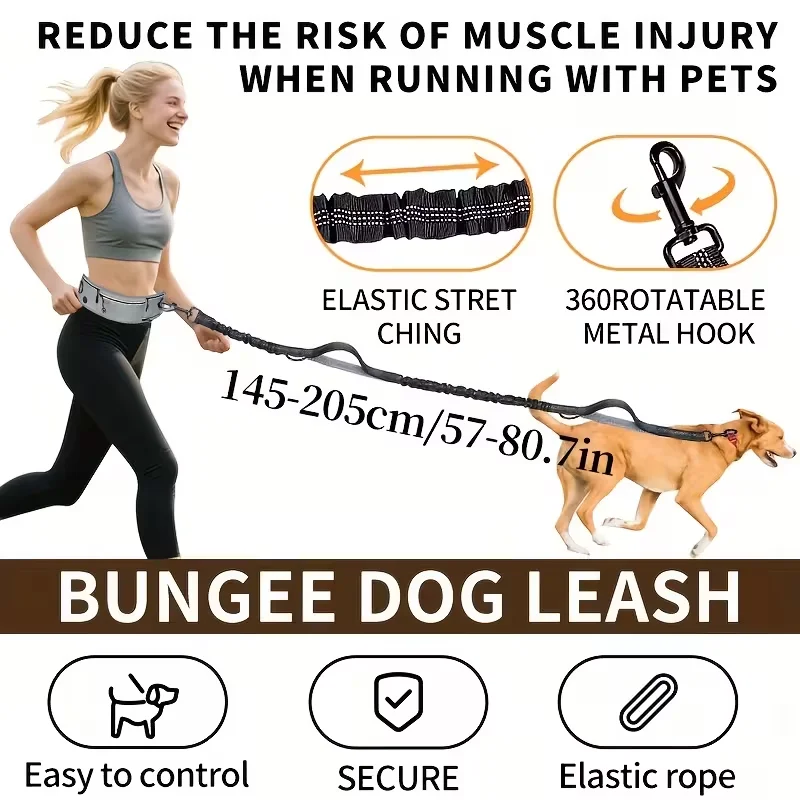 Coleira para Cães com Bolsa de Cintura Refletiva Ajustável para Corrida - Image 2