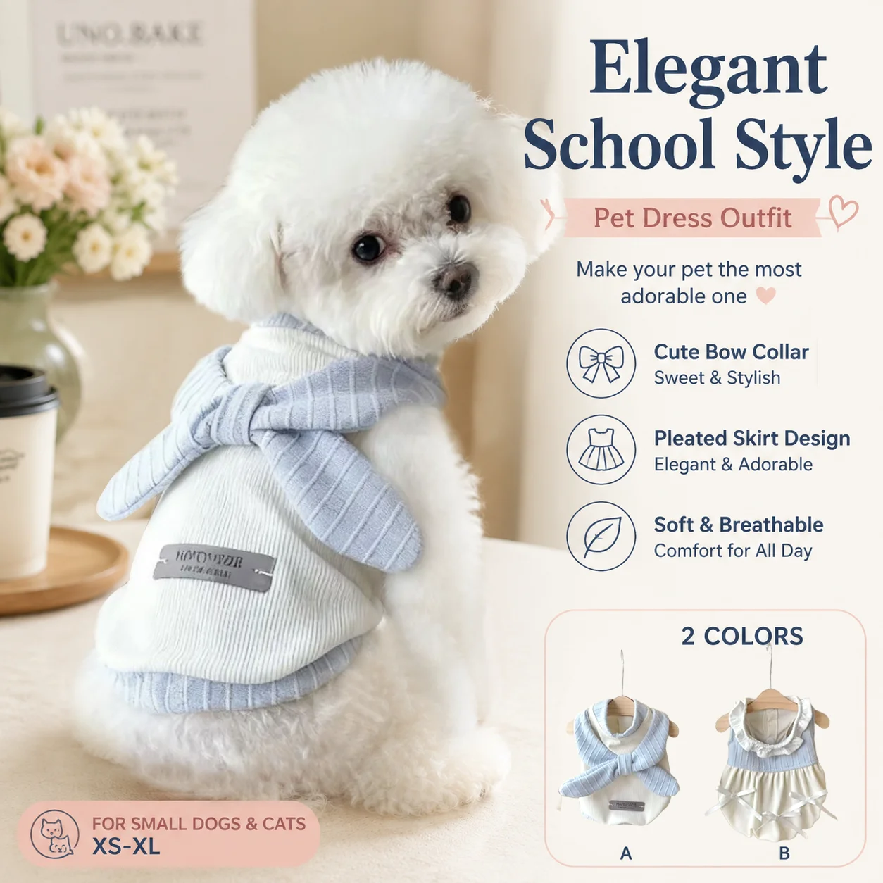 vestido para cães e gatos pequenos