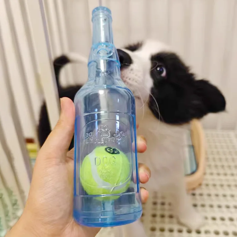 Brinquedo para Cães Garrafa TPR com Bola de Tênis 20 cm - Imagem 5