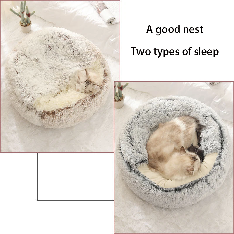 Cama Toca para Gatos e Cães Pequenos de Pelúcia Macia - Imagem 5