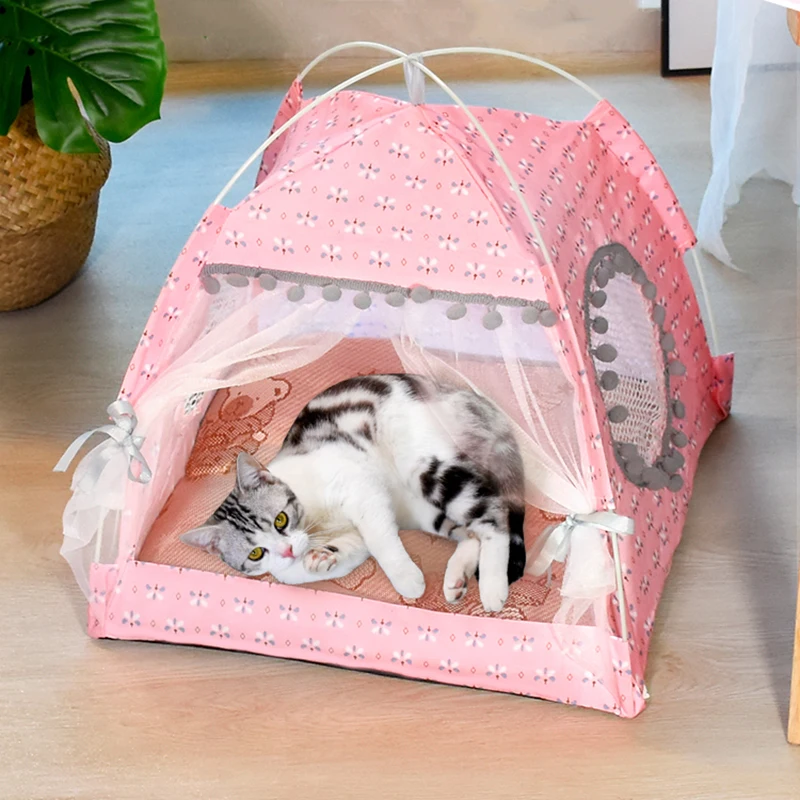 Tenda para Gatos e Cães Pequenos Semifechada Rosa M 36x36x37 cm - Imagem 2