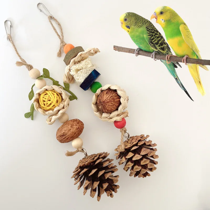 Brinquedo para Pássaros de Mastigar com Pinha e Corda de Algodão - Imagem 2
