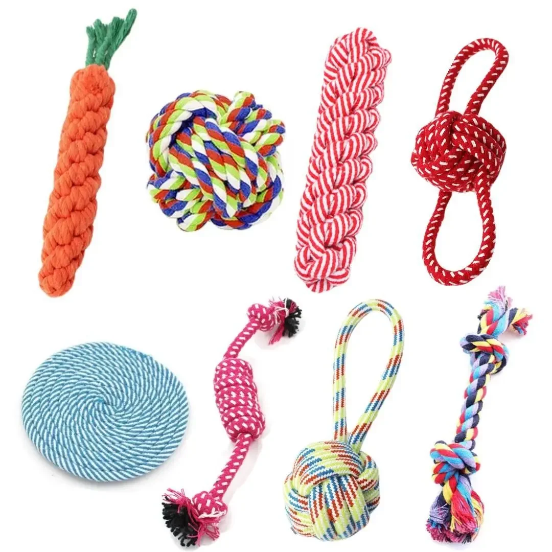 Brinquedo para Cães Bola de Corda de Algodão com Nó de Cenoura para Filhotes - Imagem 3