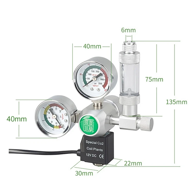 Regulador de CO2 para Aquário com Manômetro Duplo e Válvula de Ajuste Fino - Imagem 2