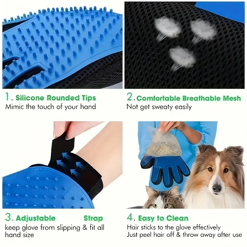 Luva de Escovação para Cães e Gatos com Design de Cinco Dedos - Imagem 4