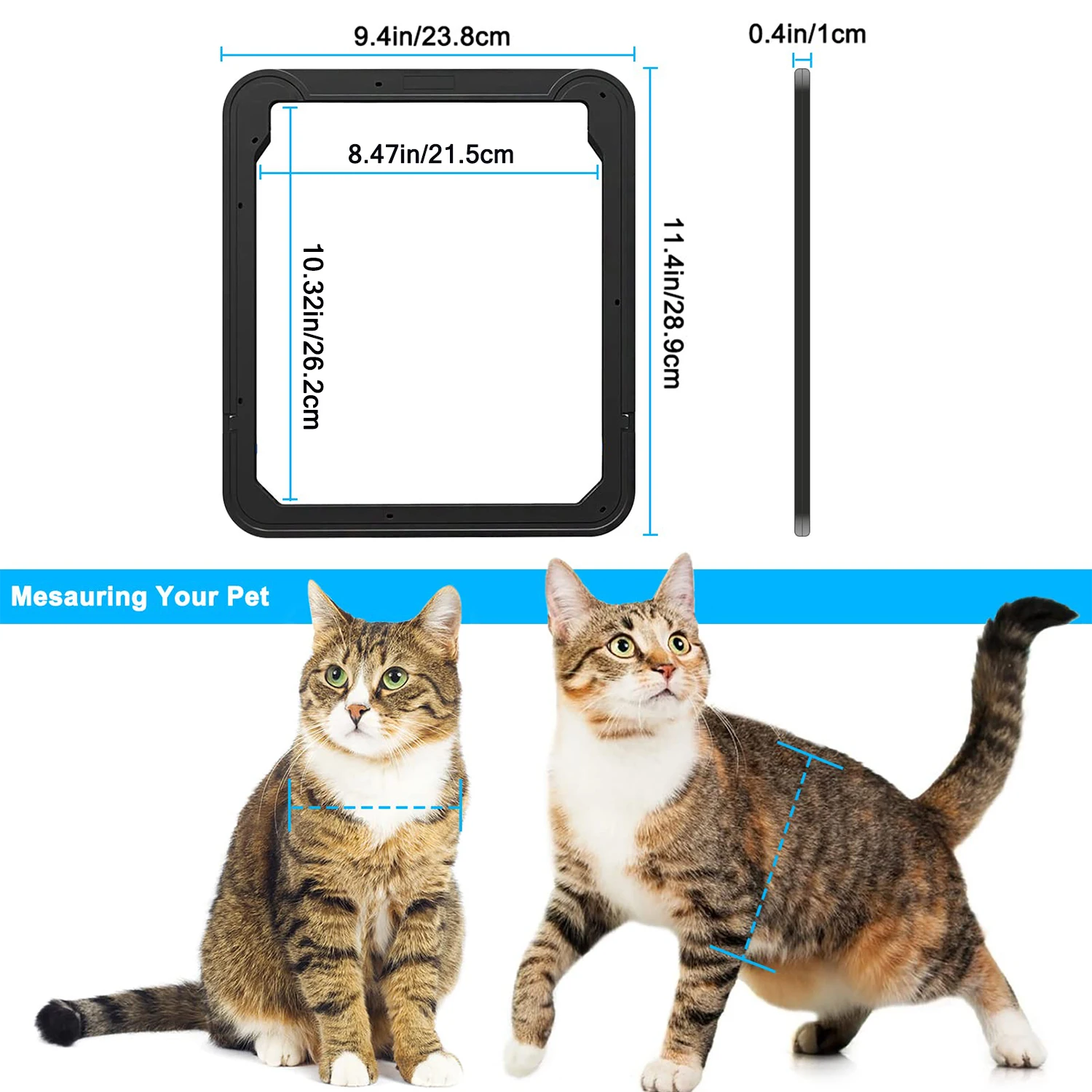 Porta Pet para Tela de Cães e Gatos 28,9x23,8 cm com Aba Magnética - Imagem 2