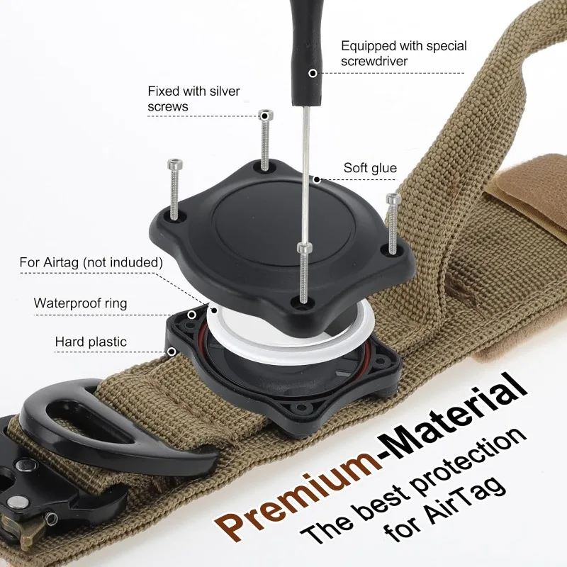 Coleira Tática para Cães com Suporte para AirTag e Alça de Controle - Imagem 3