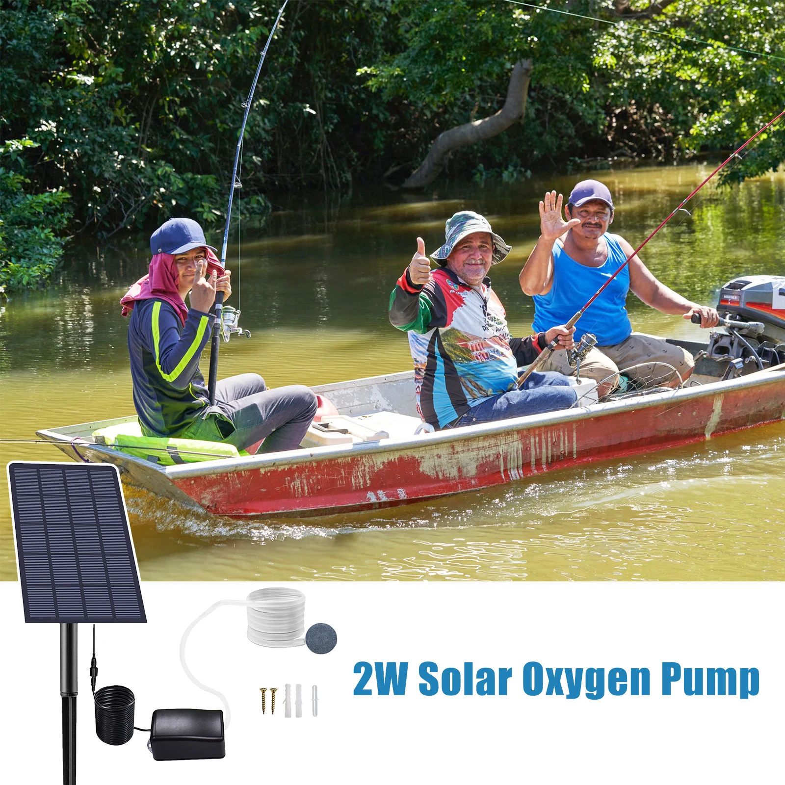 Bomba de Oxigênio Solar para Aquário 2W com Painel Ajustável - Imagem 3