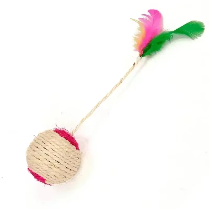 Bola de Sisal para Gatos com Pena para Arranhar e Treinar - Imagem 6