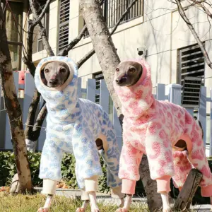 macacão de pelúcia para cães whippet
