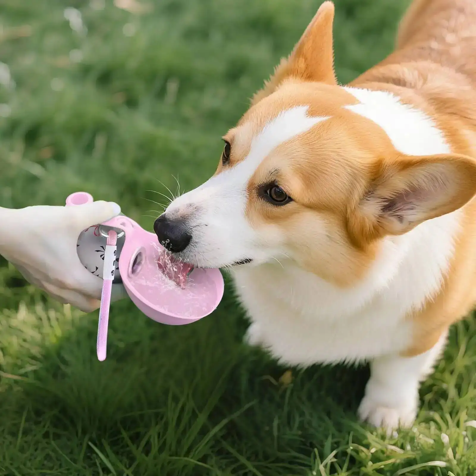 Garrafa de Água Portátil para Cães 2 em 1 de Aço Inoxidável e Silicone Compacta - Imagem 3