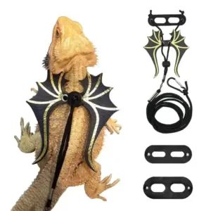 coleira para répteis com asa de dinossauro