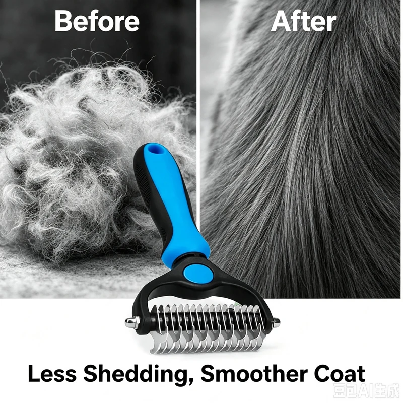 Escova Removedora de Subpelo para Cães e Gatos Dupla Face - Imagem 3