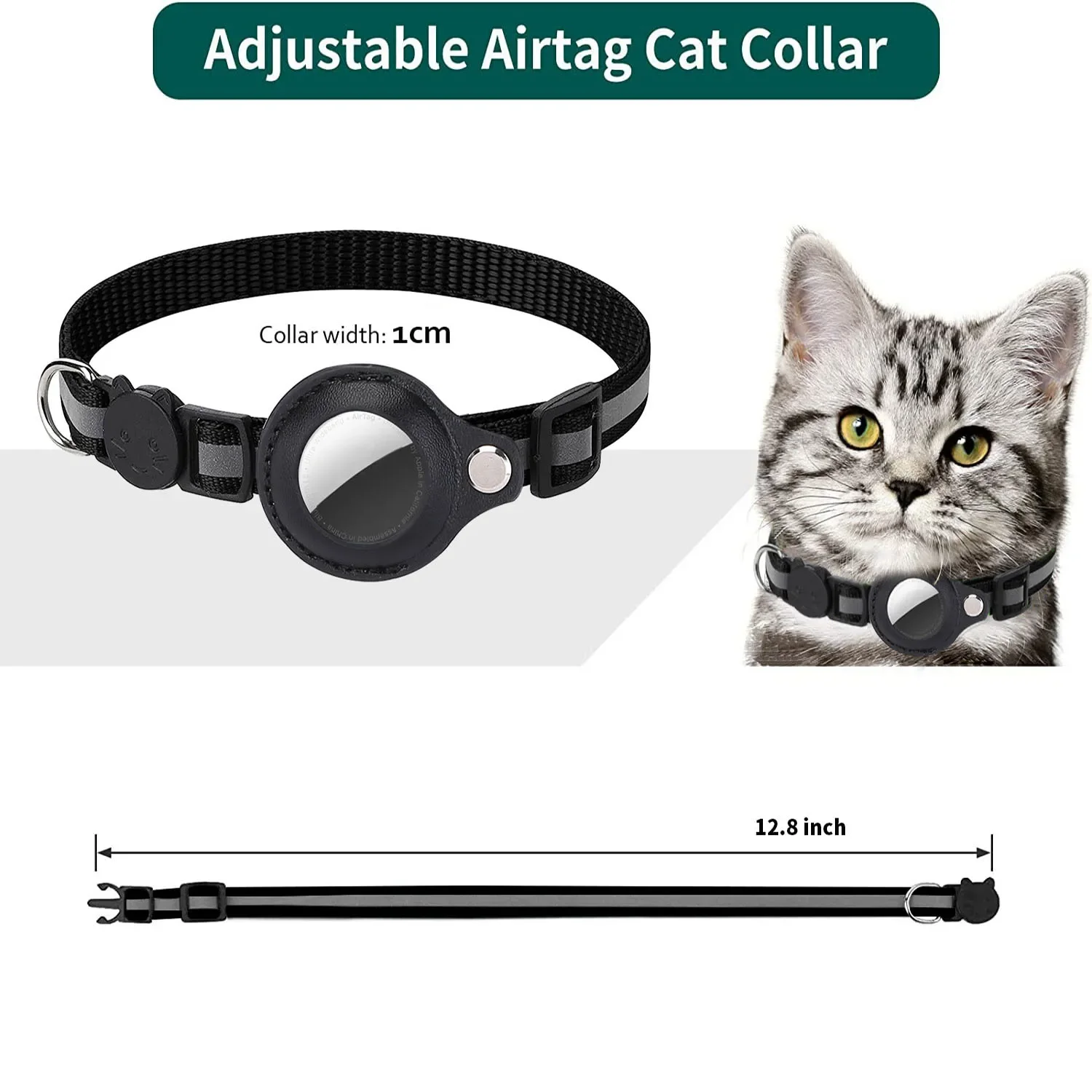 Coleira para Gato AirTag em Nylon Refletivo com Fivela de Segurança - Imagem 5