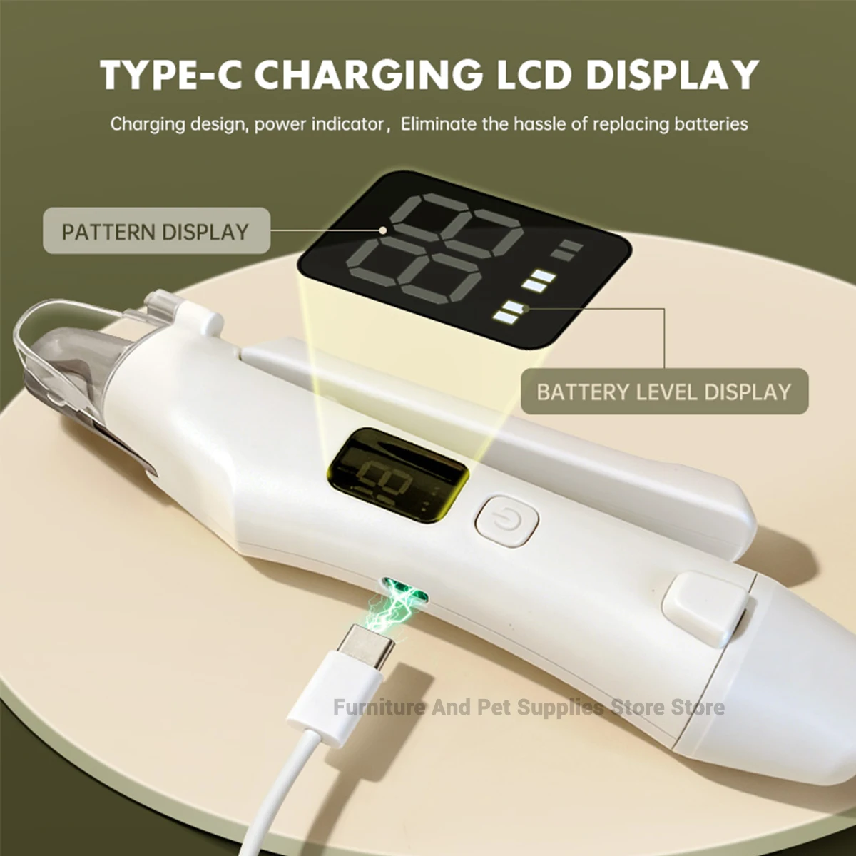 Aparador e Moedor de Unhas para Cães e Gatos Recarregável USB com LED - Imagem 6