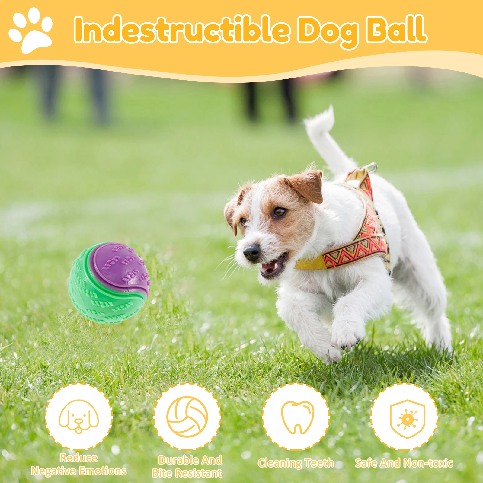 Bolas Squeaky para Cães TPR 6,5 cm 6 Peças Interativas para Mastigar - Imagem 2