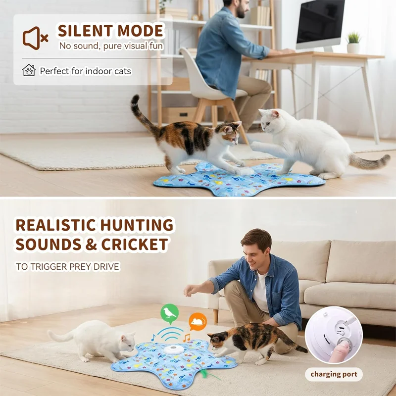Brinquedo Interativo para Gatos com Plataforma Giratória Recarregável USB - Imagem 4