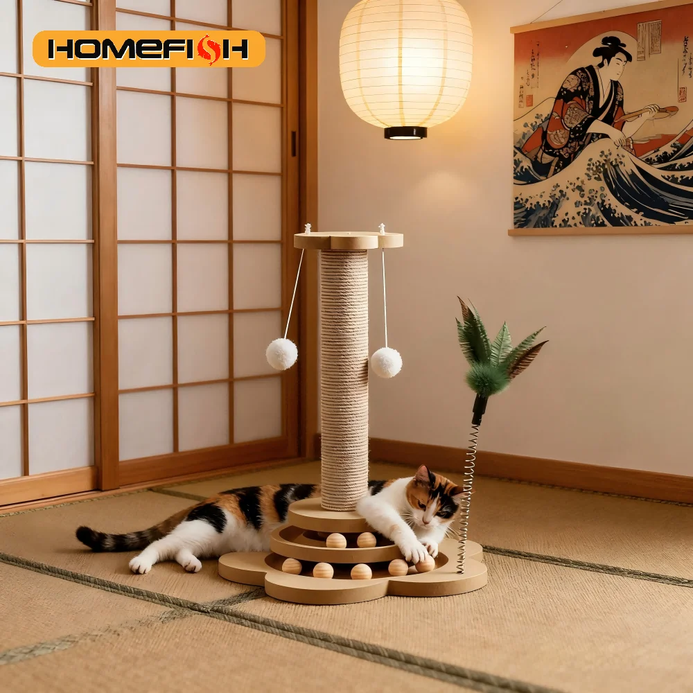 Brinquedo para Gatos Plataforma Giratória com Bola e Arranhador de Sisal - Imagem 5