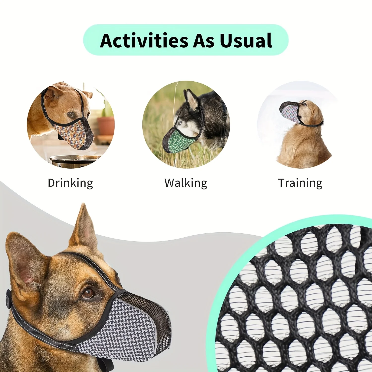 Focinheira de Malha para Cães Pequenos e Grandes Respirável - Image 4