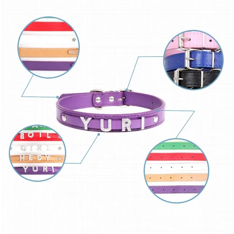 Coleira Personalizada para Cães de Couro com Nome DIY - Imagem 3