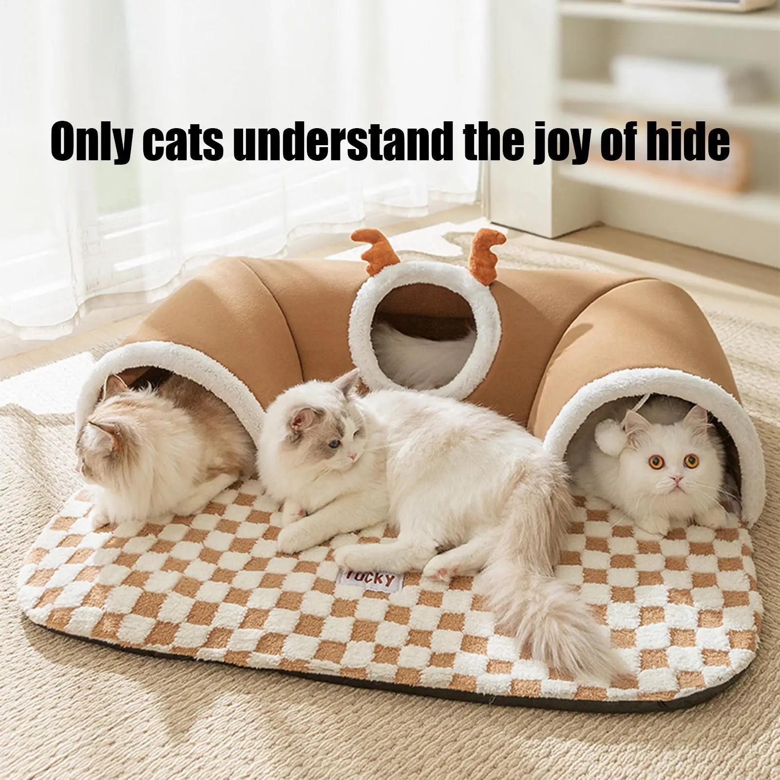 Cama Túnel para Gatos de Esponja 55x40 cm com Espaço para Brincar - Imagem 3