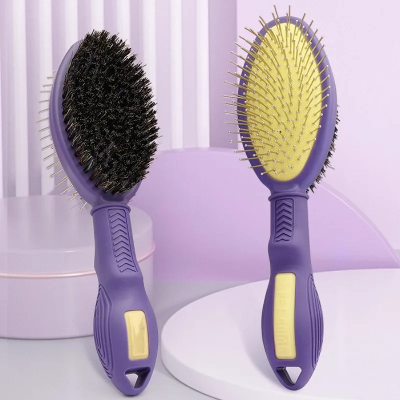 Escova Dupla Face para Cães com Cerdas Macias e Pinos para Remover Pelos - Imagem 4