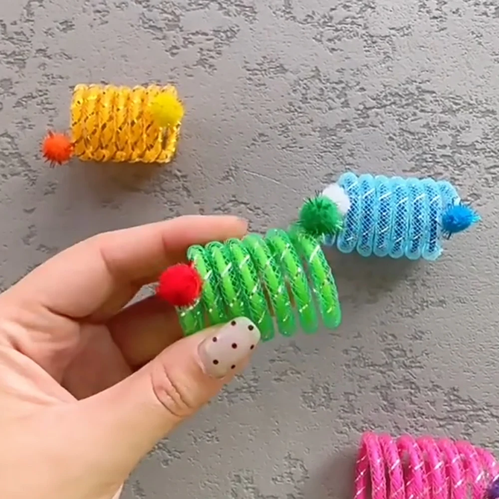 Brinquedo de Mola para Gatos Colorido 10 Peças de Plástico Elástico - Imagem 4
