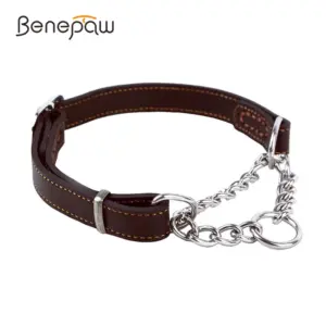 coleira martingale de couro para cães