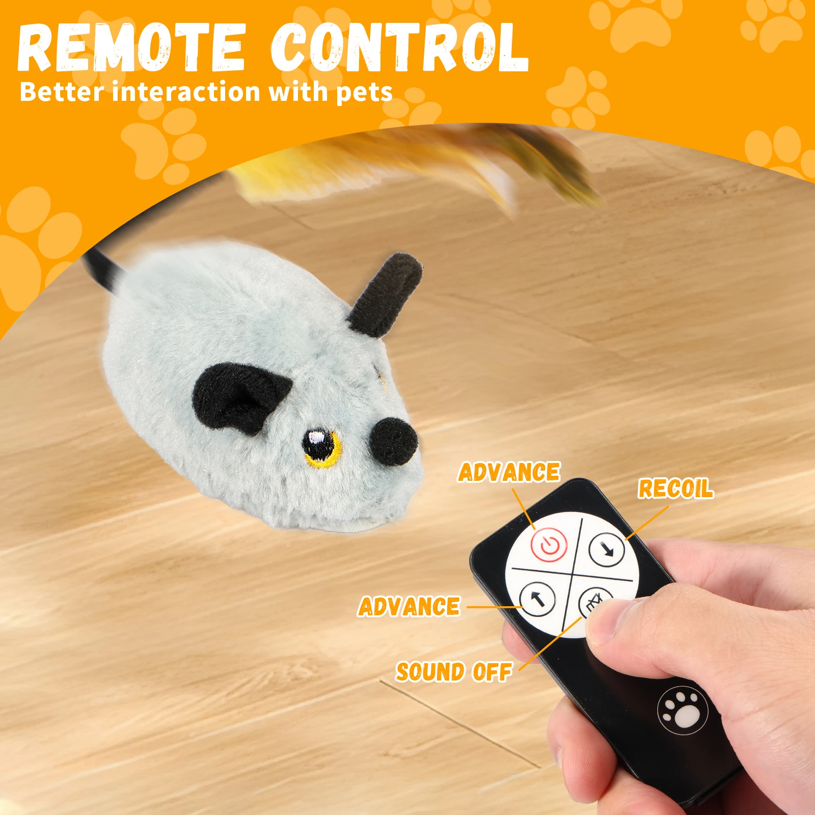 Brinquedo Rato para Gatos Recarregável USB com LED e Controle Remoto - Imagem 3