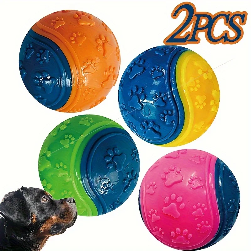 Bola Estriada para Cães 2 Unidades Brinquedo Resistente TPR - Imagem 2