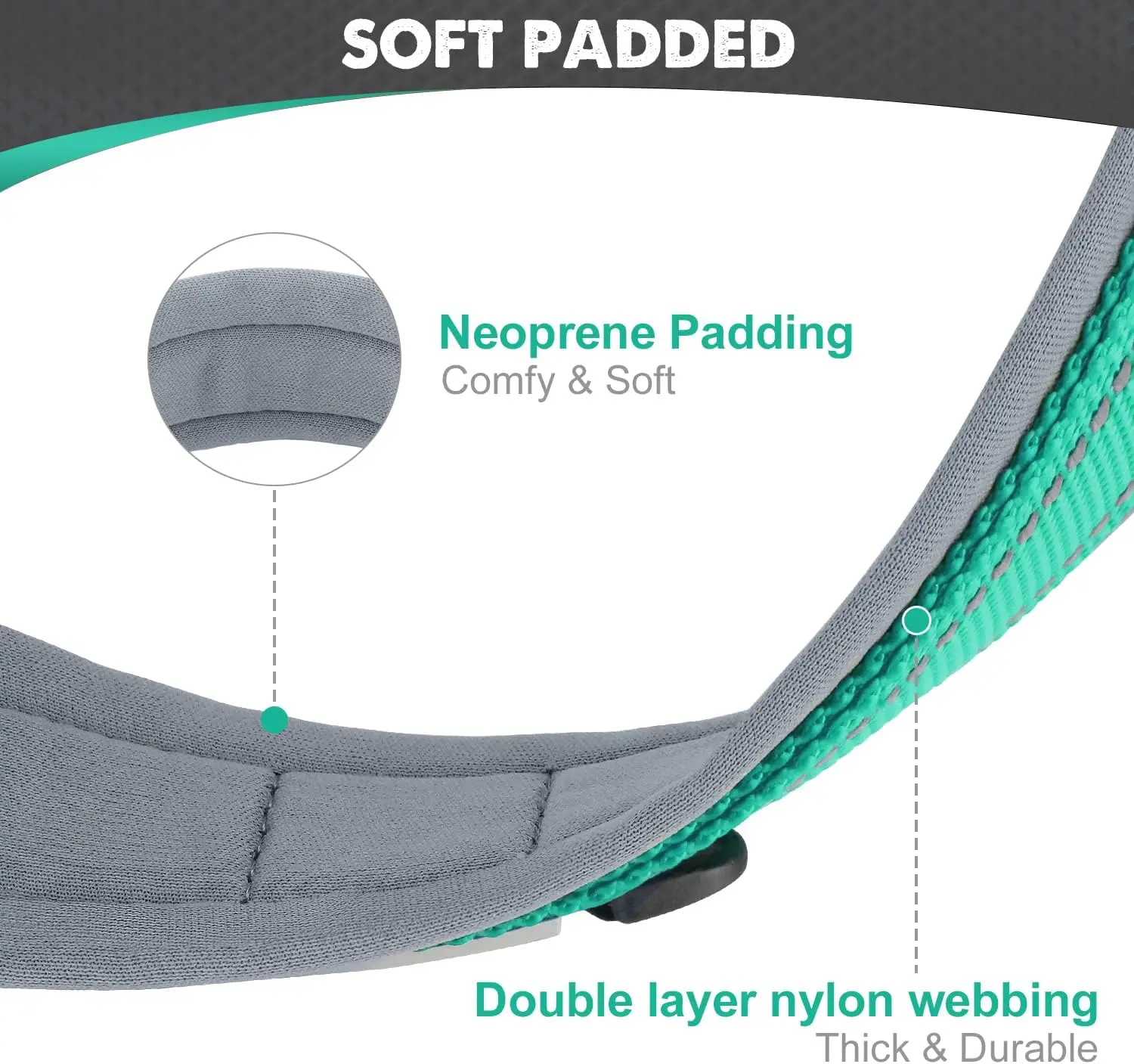 Coleira para Cães de Nylon Neoprene com Faixas Refletivas Ajustável - Imagem 4