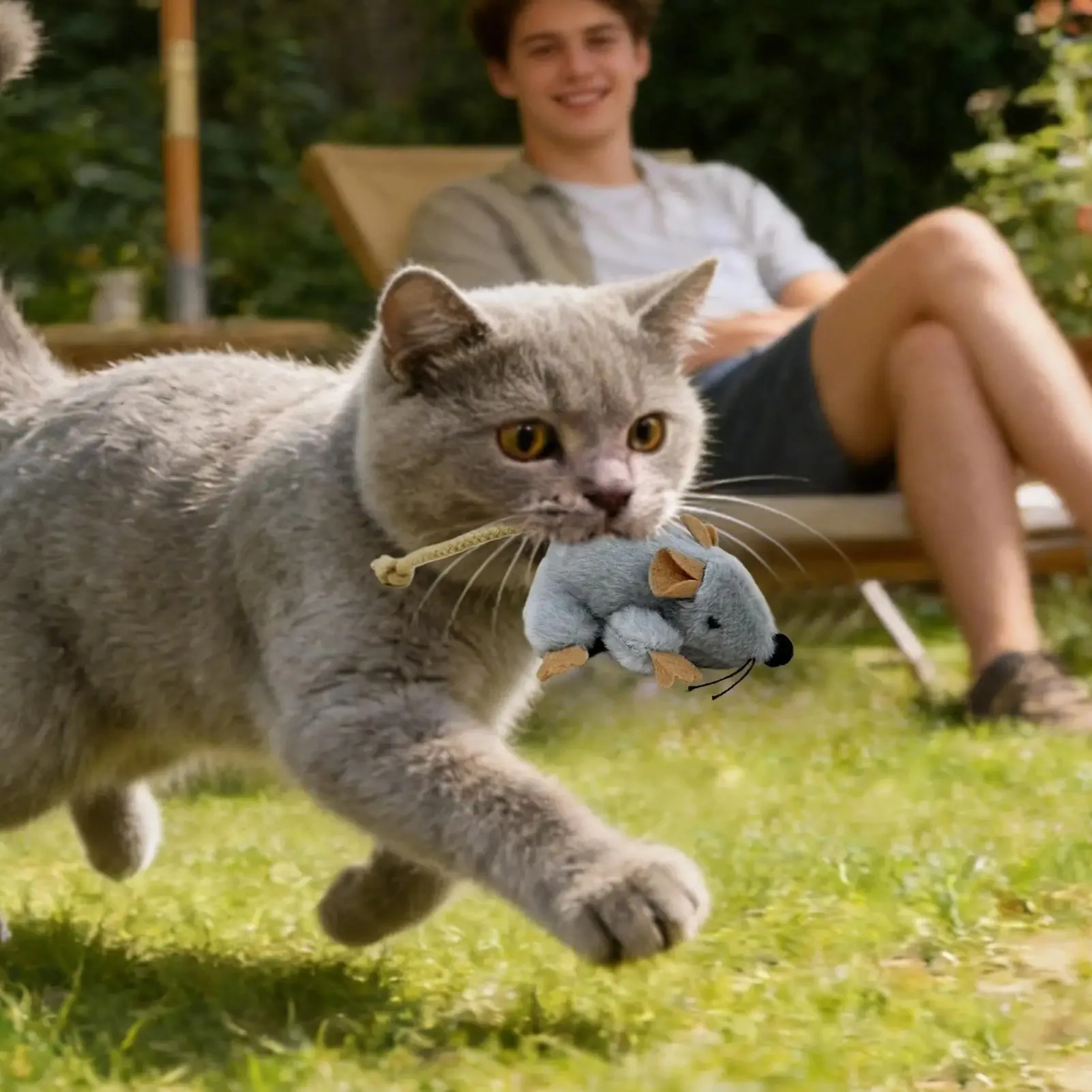 Brinquedo de Pelúcia para Gato Rato com Cauda de 9,5 cm e Som Interativo - Imagem 5