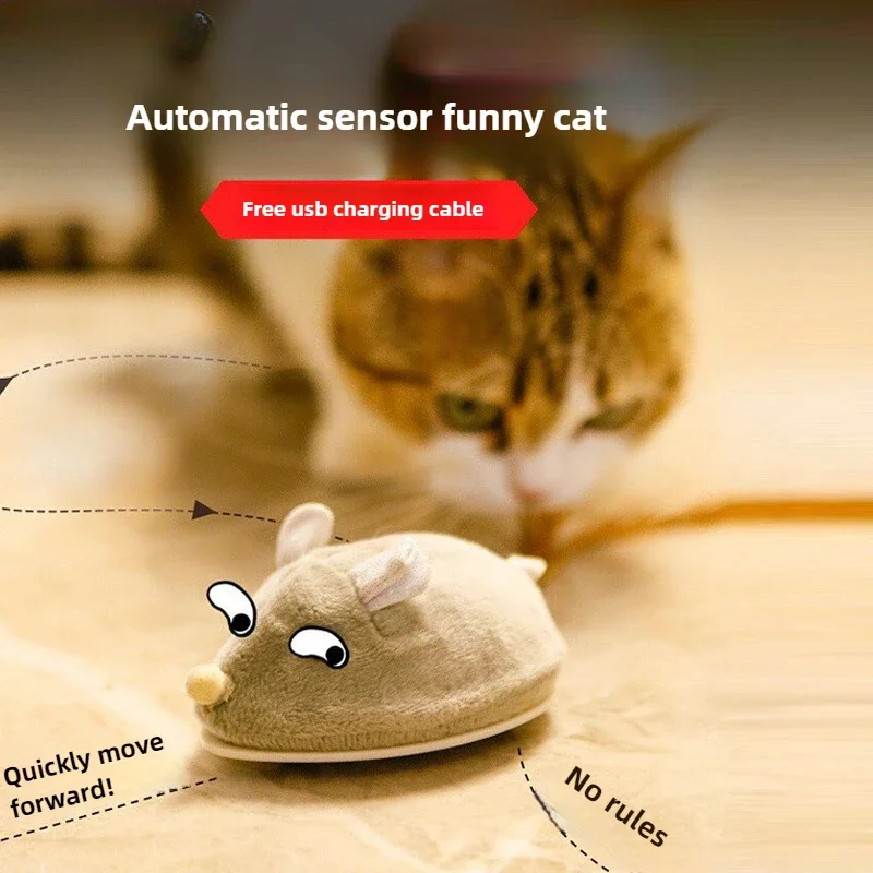 Brinquedo para Gatos Rato Elétrico Cinza Recarregável USB Interativo - Imagem 2