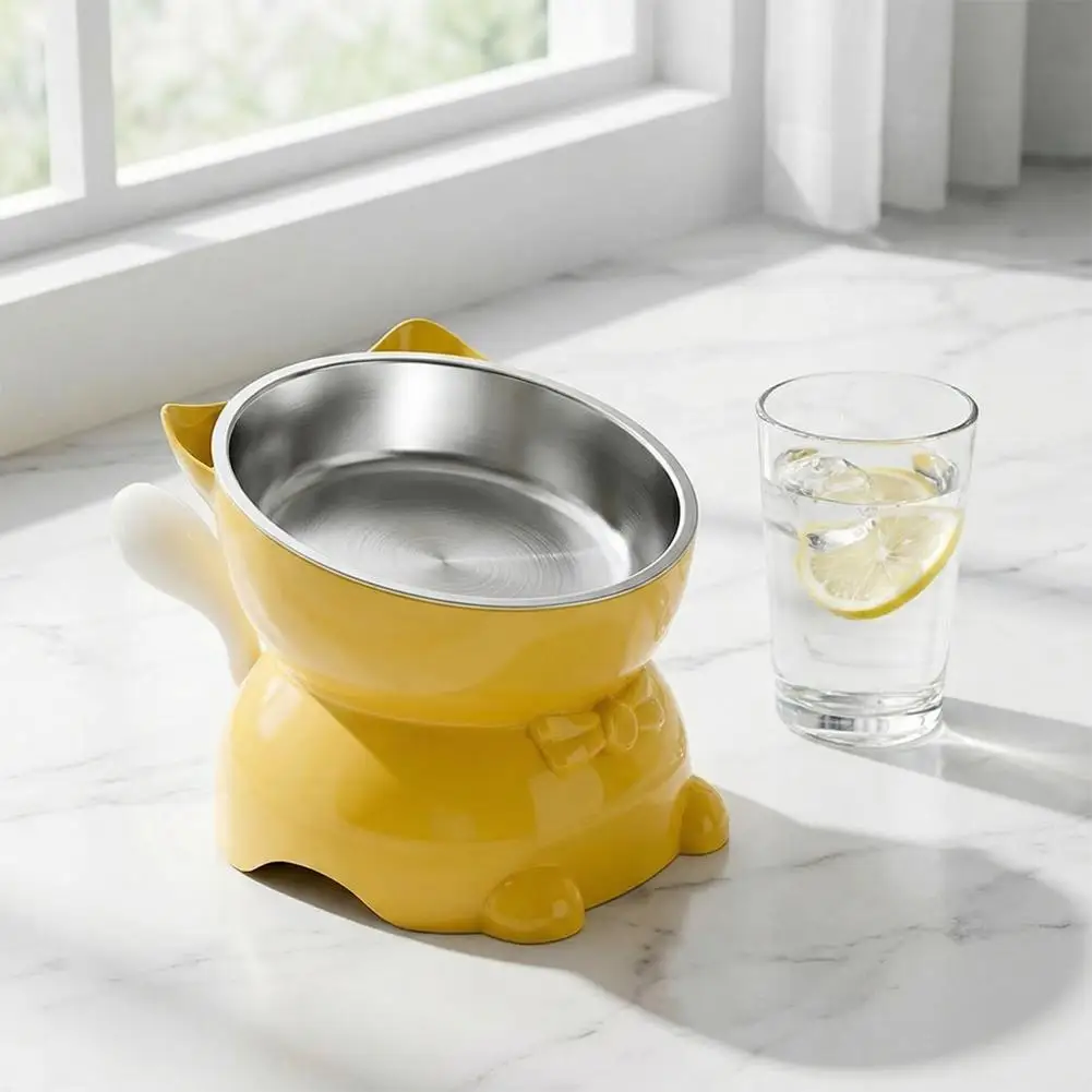 Tigela Inclinada para Gatos de Aço Inoxidável Removível Antiderramamento - Imagem 2