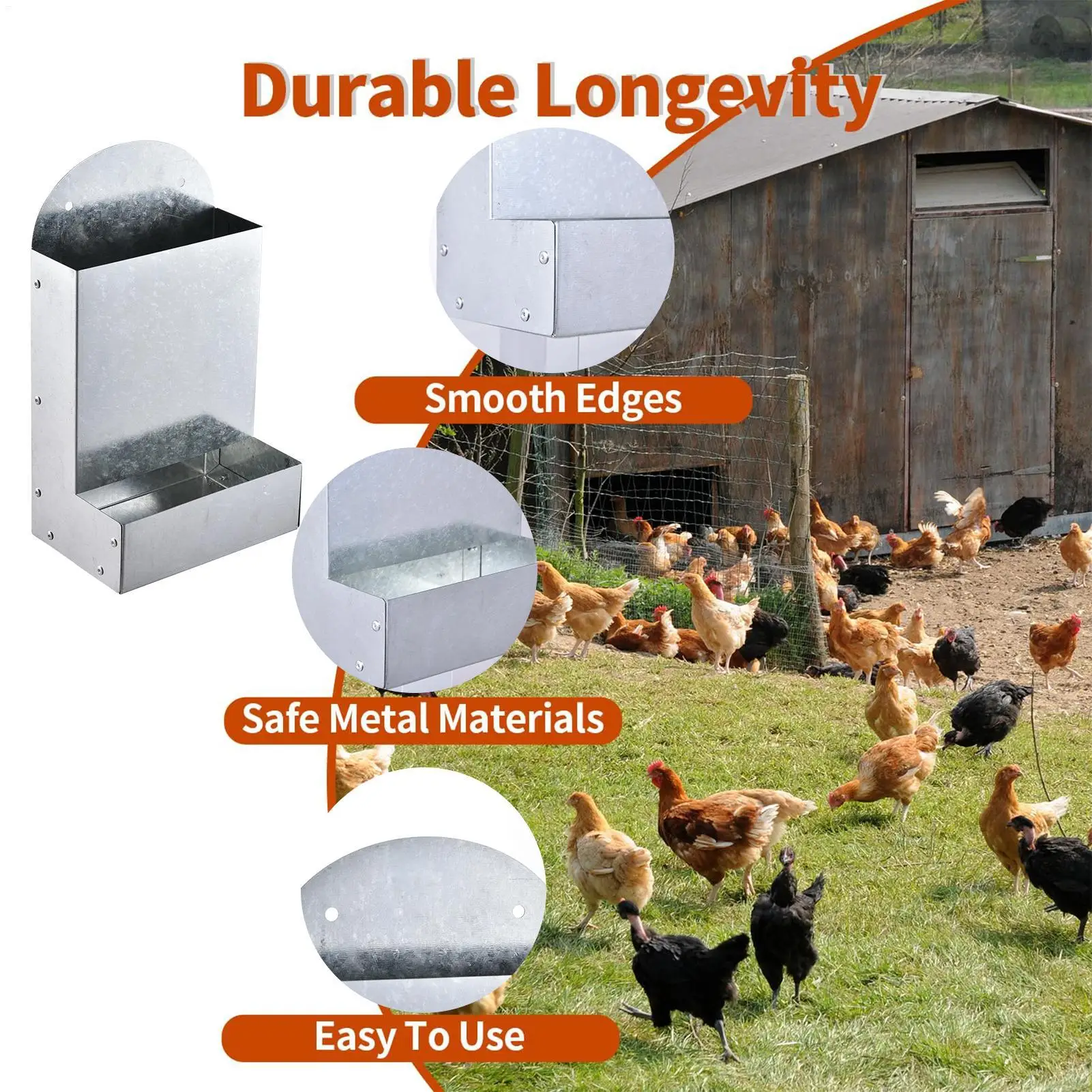 Alimentador Automático para Aves de Aço com Montagem de Metal - Imagem 3