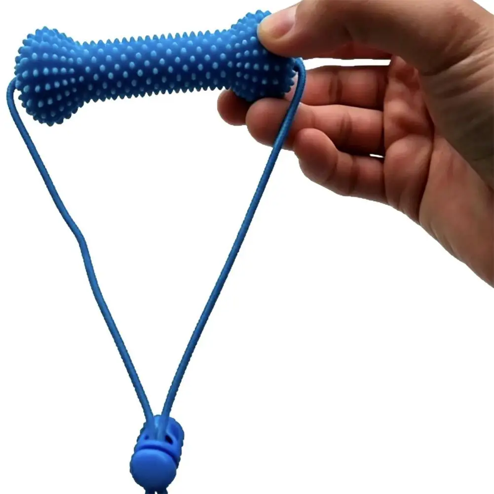 Brinquedo Dental para Cães de Plástico Azul com Corda de Puxar - Imagem 3