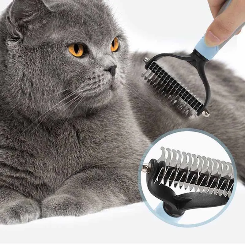 Escova para Gatos e Cães 2 em 1 para Remover Nós e Pelos Soltos - Imagem 2